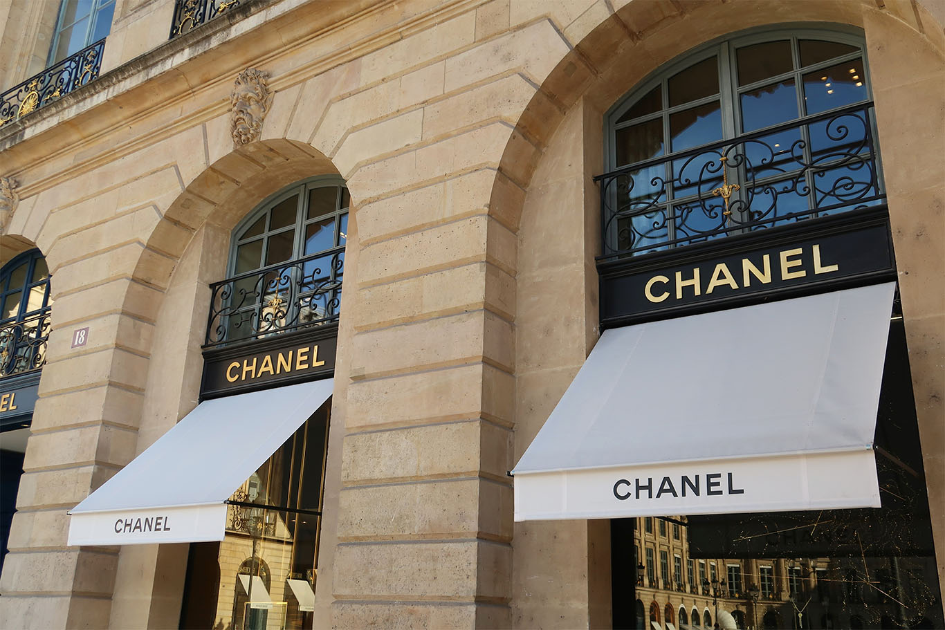 Chanel logo on building to support CEO Leena Nair article