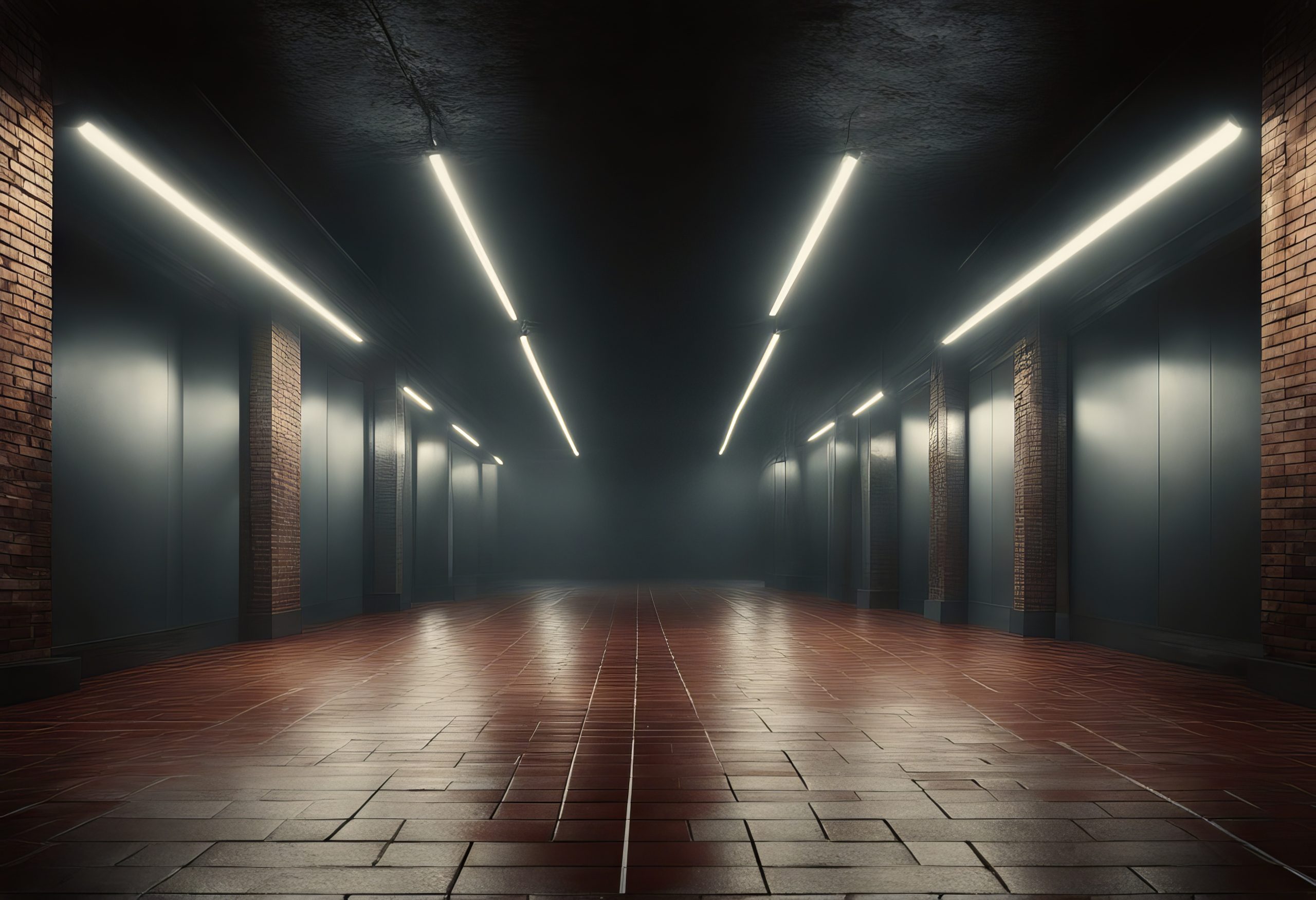 A fashion showroom in South Africa illuminated by emergency lights during a power outage with no resources