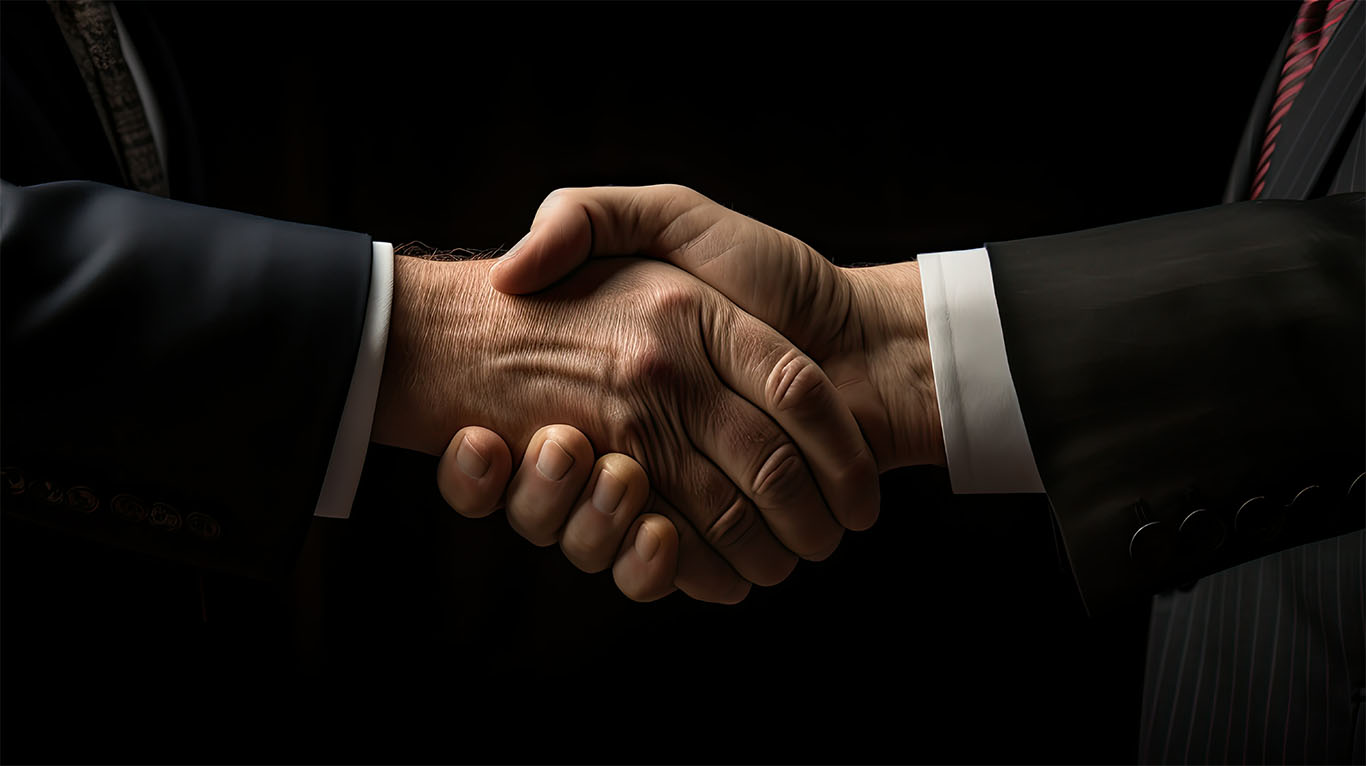 Two business professionals shaking hands to support Elon Musk political plans article