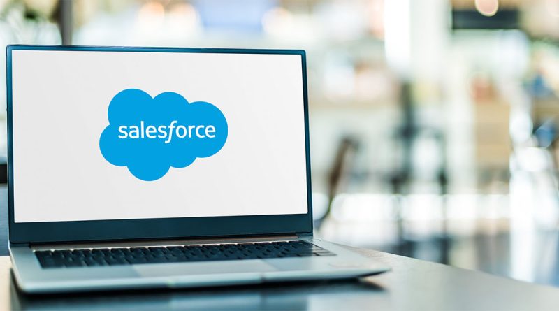 Salesforce Logo on laptop screen