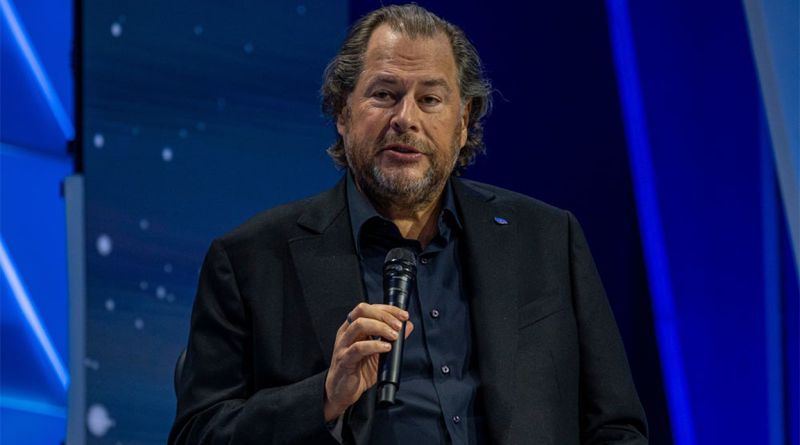 Salesforce CEO doing speech to support Agentforce AI article