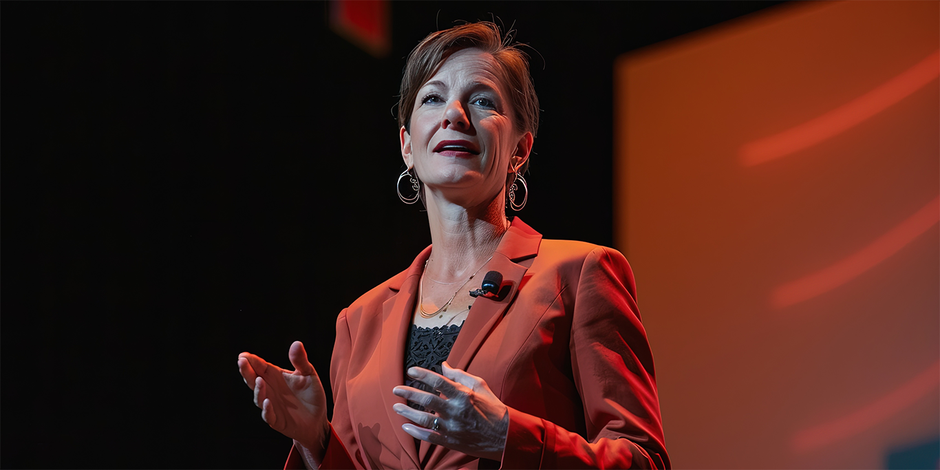 Female ceo speaking at conference