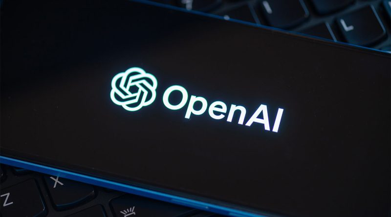 OpenAI logo on phone screen