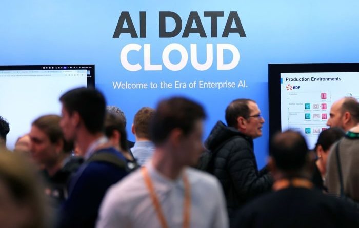 AI Data logo and AI cloud network illustration