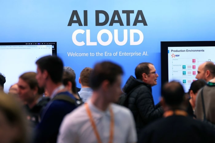 AI Data logo and AI cloud network illustration