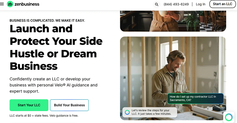 ZenBusiness website